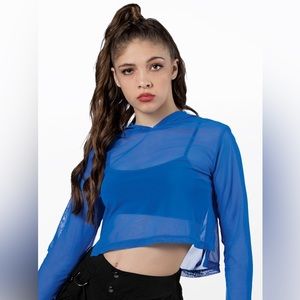 Balera Weissman Royal Blue Cropped Mesh Dance Hoodie - Child Medium (10/12)